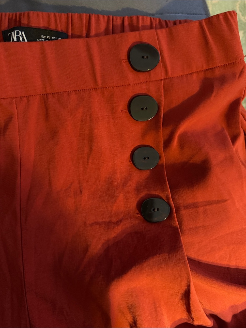 Zara Wide-Leg Button Detail Pants — Rust - Picture 3 of 3